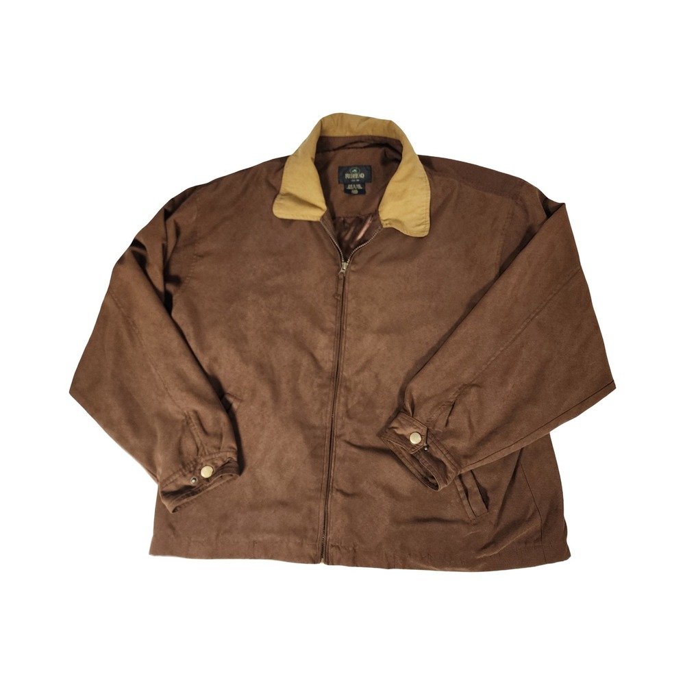 RedHead Mens Faux Suede Bomber Jacket Brown XL Full Zip Contrast Collar RN 74747